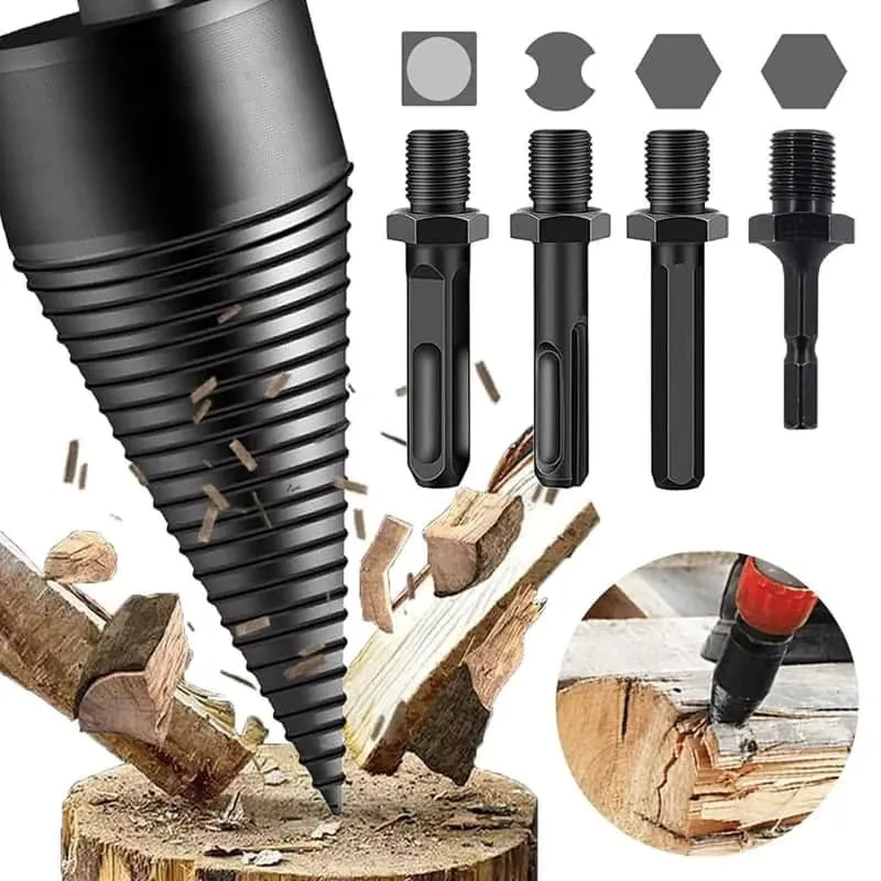 Firewood Log Splitter Drill Bit Wood Splitter Removable Cones Kindling ...