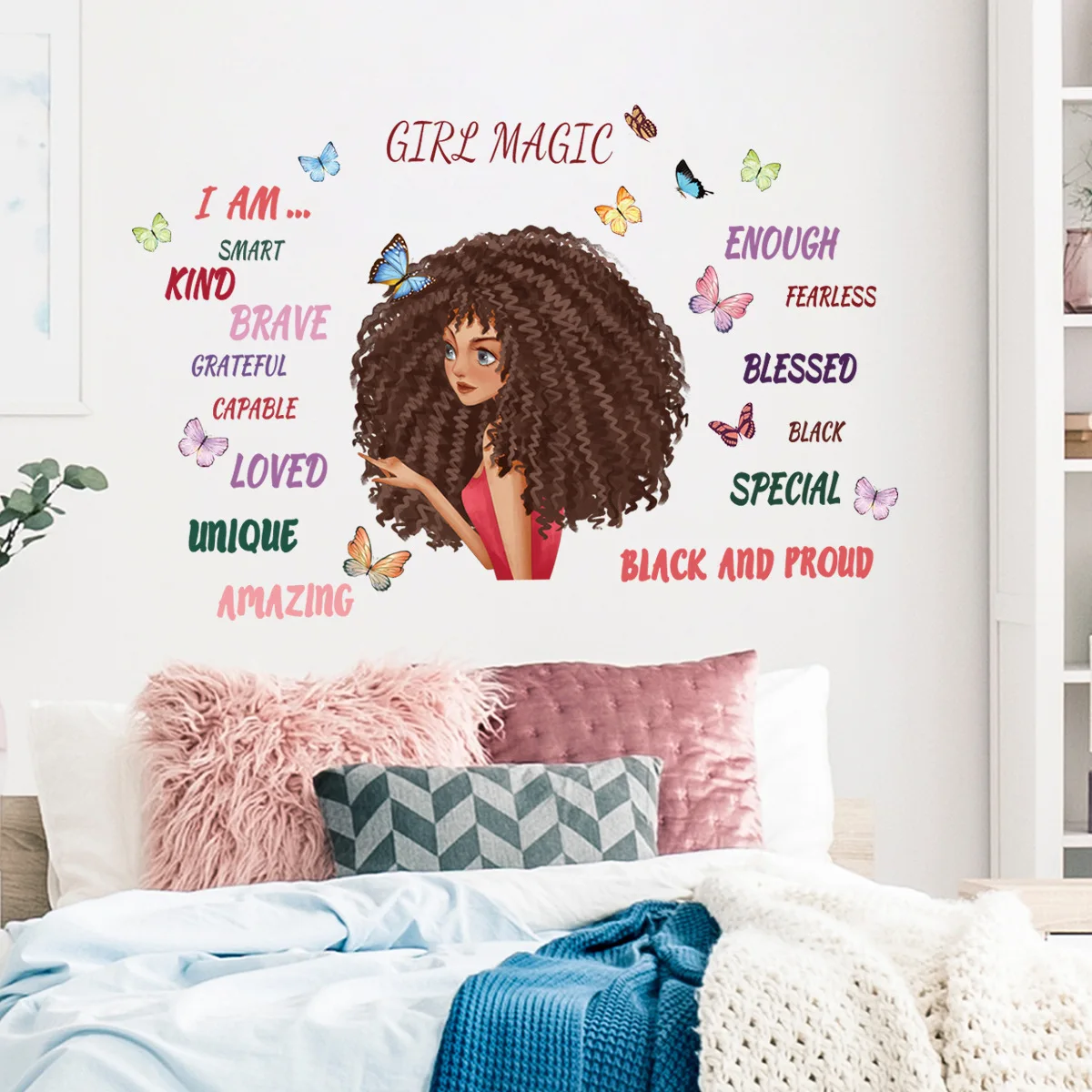 CartoonInspirationalMottoGirlWallStickersTeenGirlKidsRoom