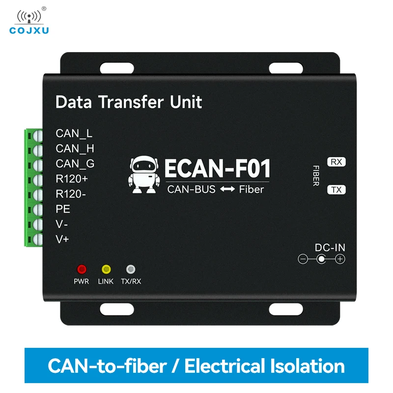 1Set Wireless Modem CAN to Fiber Optic COJXU ECAN-F01 DC:8V~28V 20KM 5k-1Mbps Baud Rate Electrical Isolation Protection Can2.0