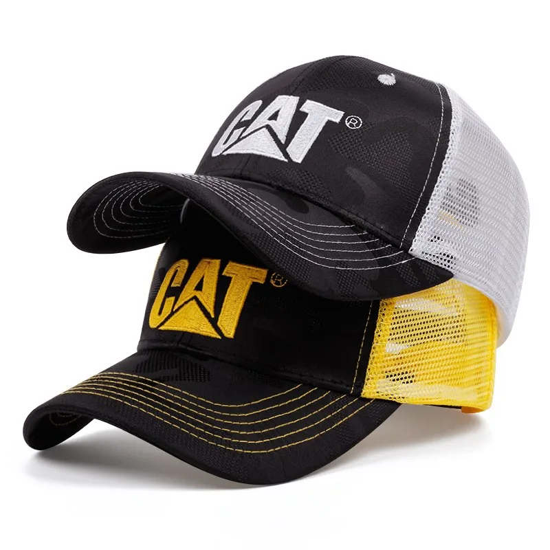 

Бейсболка, новинка, солнцезащитная Кепка с вышитым котом, мужская и женская дышащая бейсболка с языком из искусственной утки