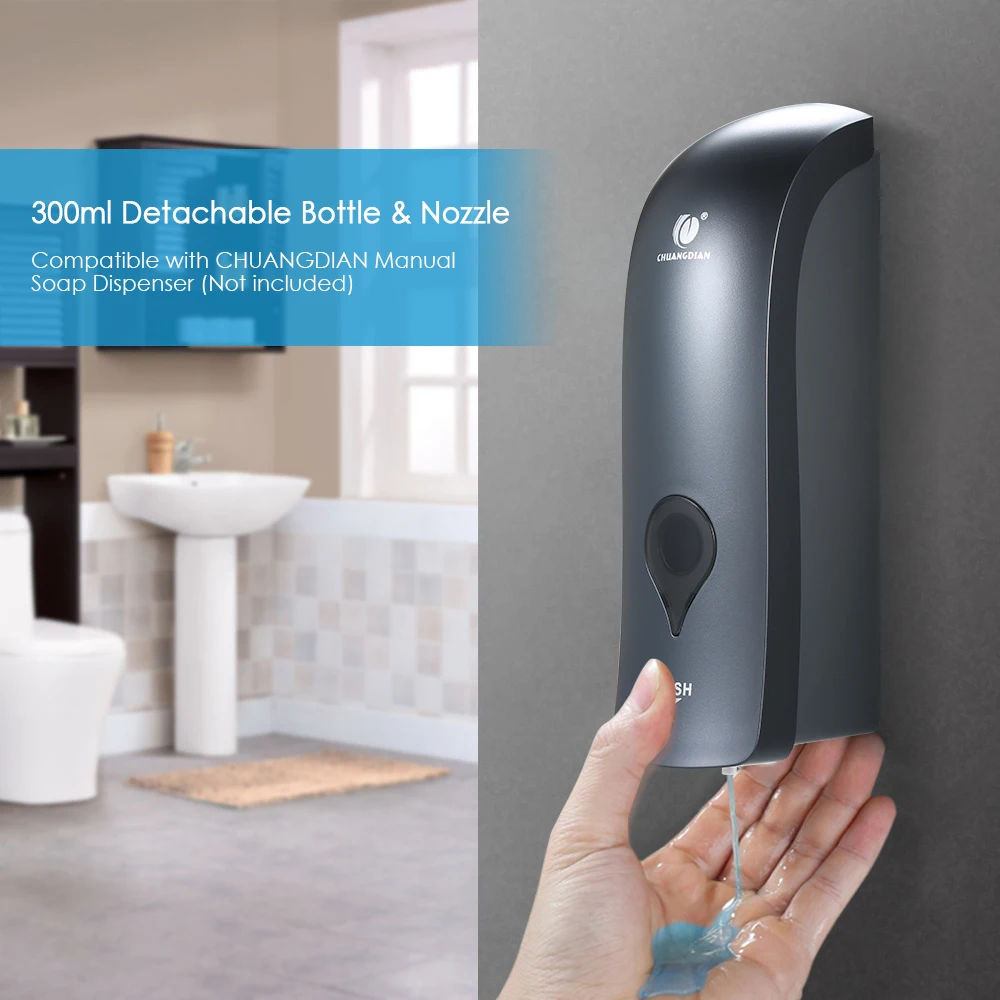 300ml No Drilling Wall Mounted Single-Head Manual Soap Dispenser Bathroom Shower Gel Liquid Shampoo Holder--Champagne Gold