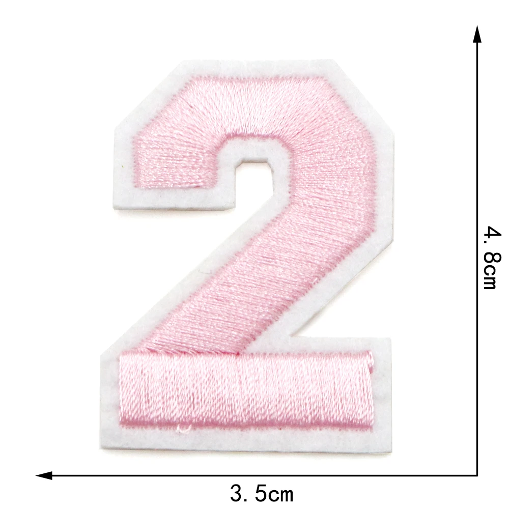 1 STÜCK 4,8 cm Rosa 0-9 Nummer Gestickte Patches Eisen auf Patch Figur Ziffer Für DIY Brief Streifen Motiv Applikationen Abzeichen – Detail 4