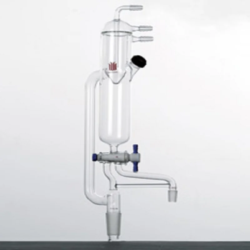 

SYNTHWARE Solvent drying device with condenser, SOLVENT STILL, BUILT-IN CONDENSER, Male 24/40+14/20, Borosilicate glass, S14