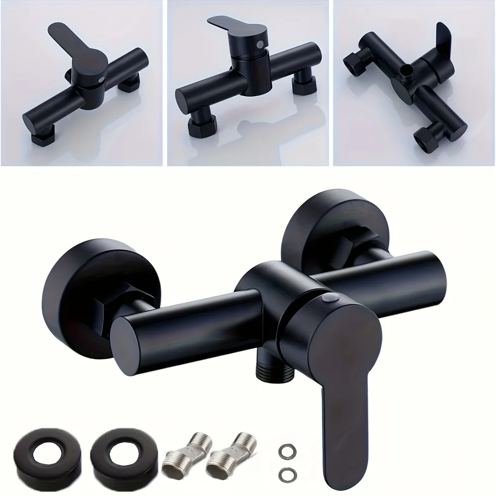 1pc contemporary wall-mounted metal bathtub faucet, black bathroom shower set, bathroom accessories 2