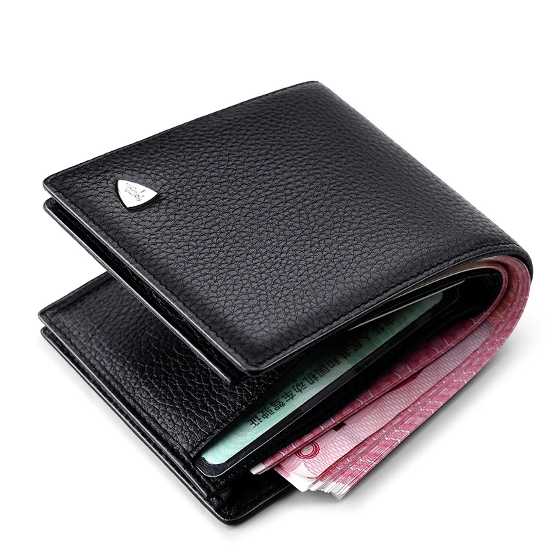 Genuine Leather Men Wallets Brand Luxury RFID Bifold Standard Wallets Coin Purse Business Card Holder Wallet Luxury brand 4