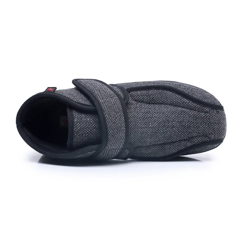 Chaussures Diabétiques Hiver Extra Larges - Bottines Ajustables Velcro, Doublure Polaire - Pour Pieds Gonflés, œdème, Neuropathie