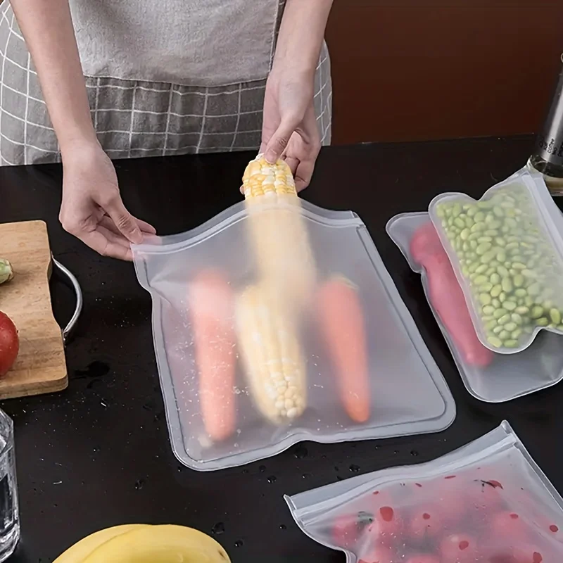 Reusable Silicone Food Storage Bags - Leak-Proof, Fresh-Keeping Stand-Up Bags