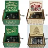 Hot Christmas Theme Music Box Green Carving Wooden Hand Crank Music Box Santa Claus Home Decor New Year Christmas Gift 1
