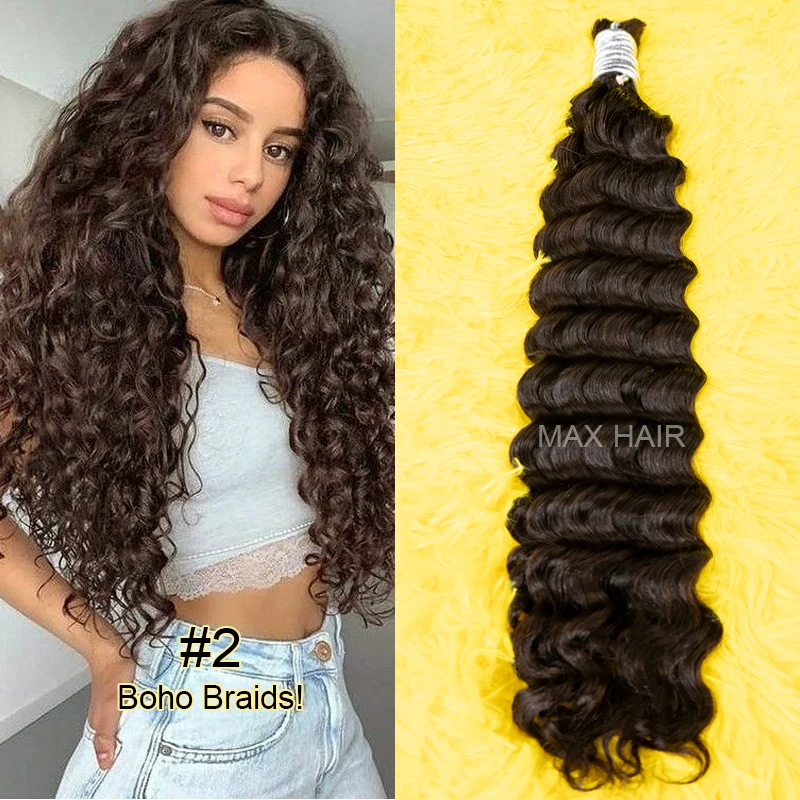 Bulk Human Hair Deep Wave For Braiding Color Mixed Double Drawn Curly Bulk Human Hair No Weft Bundles For Boho Knotless Braids