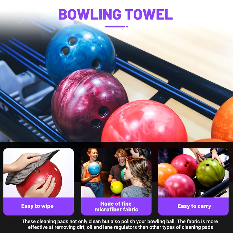 (3-Pack) Microfiber Bowling Ball Towel - 8 Inches X 8 Inches Premium Quality Bowling Ball Shammy Pad With Easy-Grip Dots