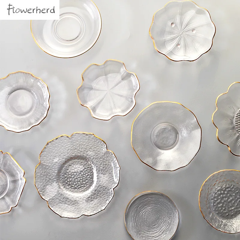 Tea Set Tea Cup Mat Japanese Style Round Insulated Glass Tea Mat Saucer Teaware Creative Kung Fu Tea Set Cup Holder Phnom Penh Saucer