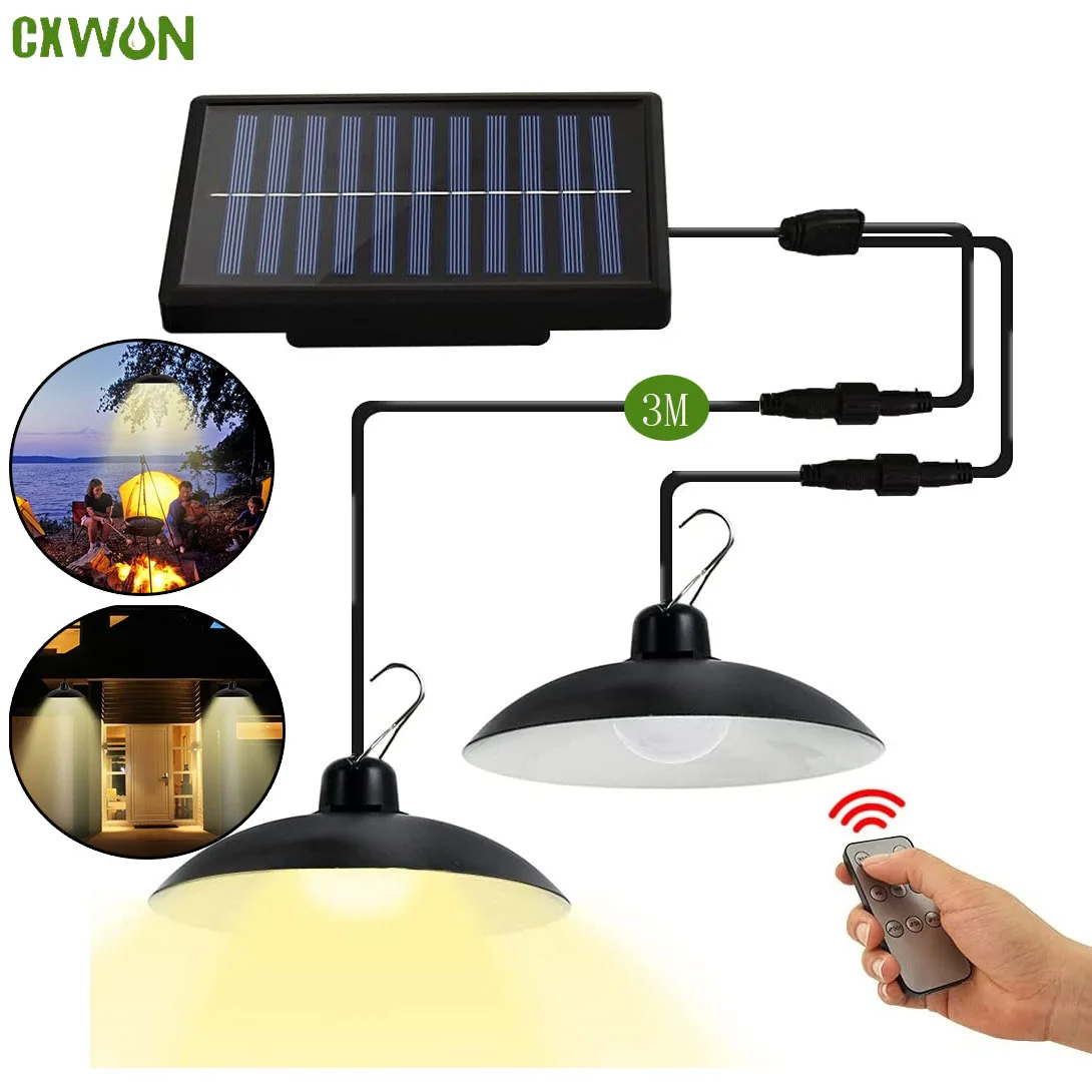 Solar LED Pendant Light Solar Panel with Remote Control Outdoor