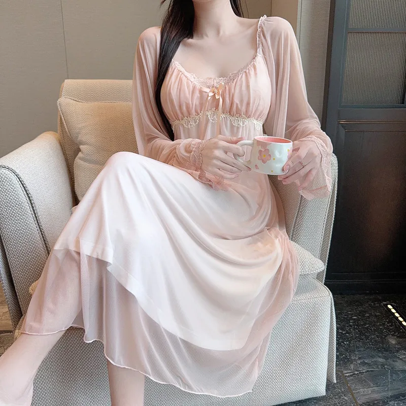 Modal Nightdress Princess Homewear Palace Style Nightgown Women