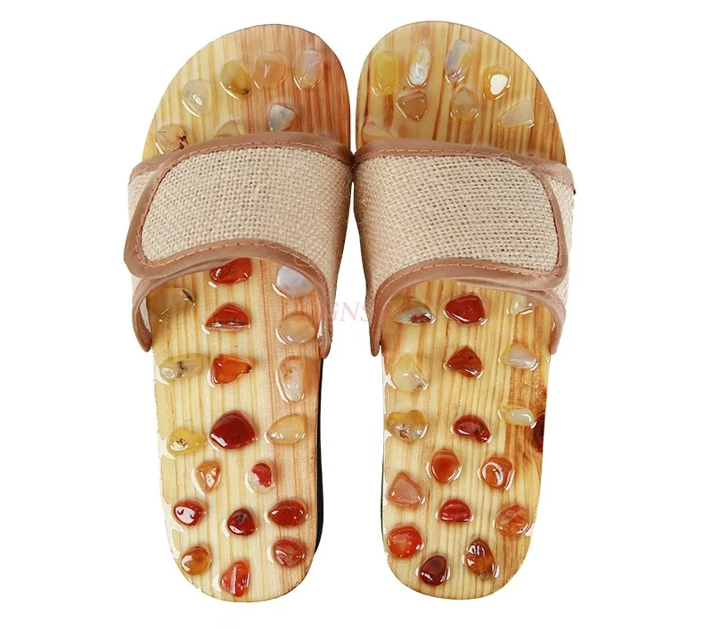 경혈 마사지 슬리퍼, 자석 옥 발 치료 신발, 욕실 목욕 린넨, 미끄럼 방지 샌들