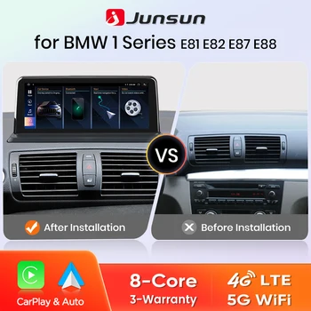 Radio Multimedia Inalámbrica Junsun con CarPlay y Android Auto para BMW Serie 1 E87 E81 E82 E88 2004-2012, Sistema CCC/CIC, Sistema Inteligente, GPS, Navegación, Pantalla Táctil 1