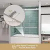 Frameless Double Sliding Tub Shower Door 56-60 x 60 Tempered Glass Stainless Steel Hardware Water Retaining Strips Easy to Clean 5