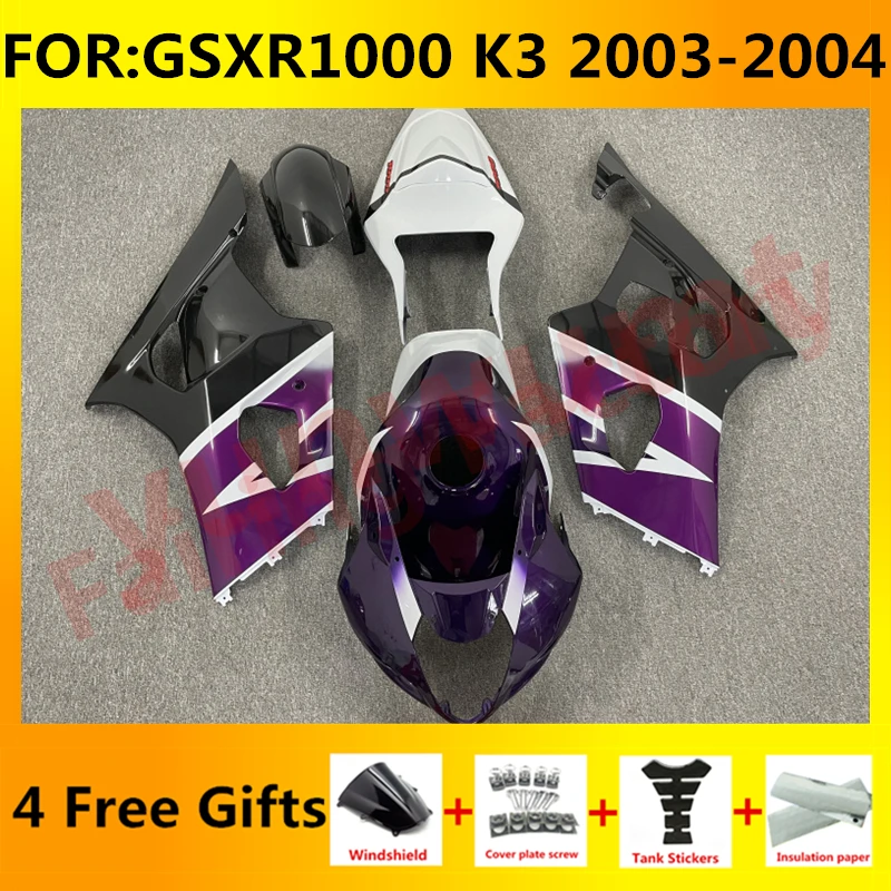 

NEW ABS Motorcycle Whole Fairing kit fit for GSXR1000 GSXR 1000 03 04 GSX-R1000 K3 2003 2004 full Fairings kits set purple white