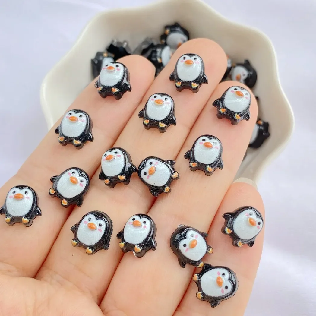 Cute Resin Mini Penguin Kawaii Girl Heart Decorative Accessories 50Pcs Nail Decoration