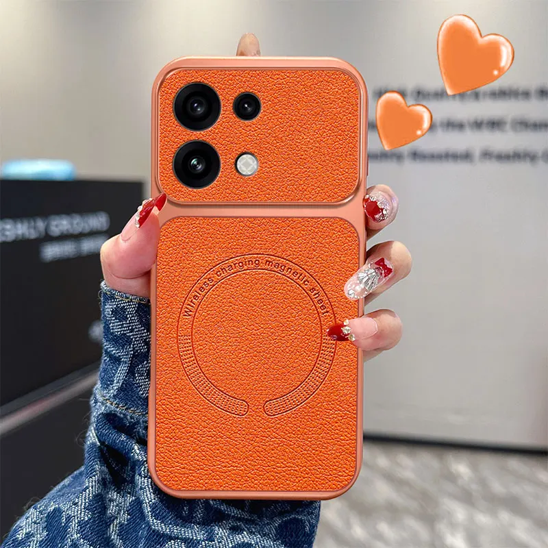 Magnetic Shockproof PU Leather Texture Non-Slip Protective Phone Case
