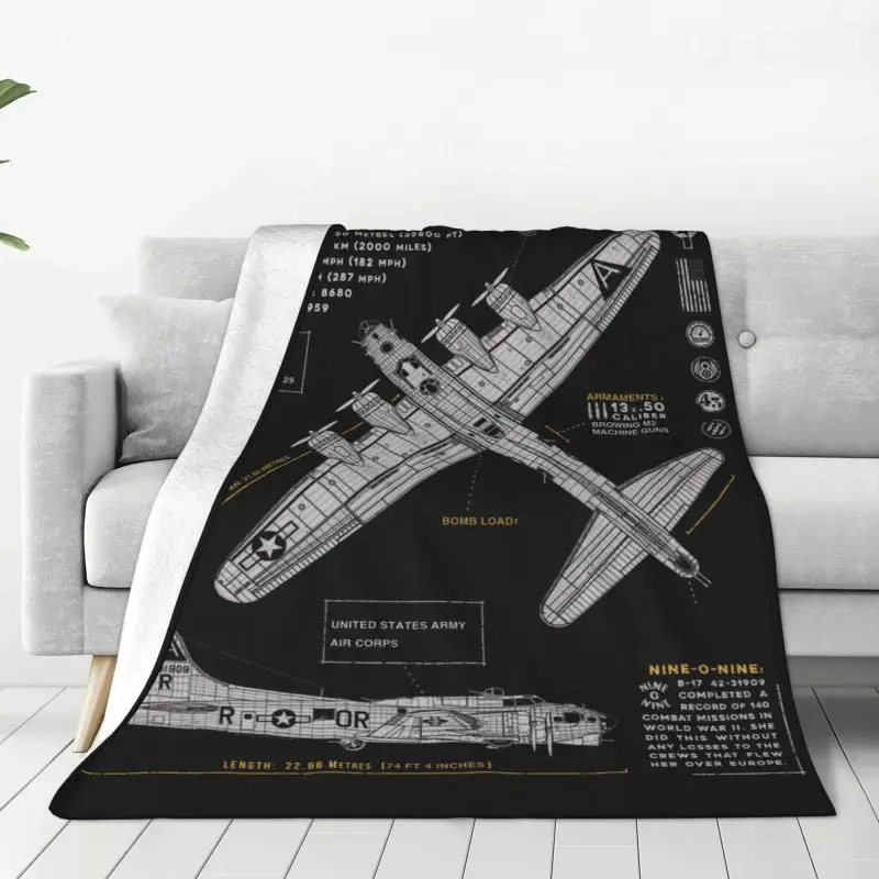 

B-17 Flying Fortress Spitfire Blanket Fleece Flannel Fighter Plane WW2 War Pilot Aircraft Airplane Throw Blankets Spring Autumn