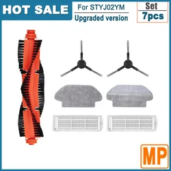Enhanced Robot Vacuum Mop Filter and Accessories with Mop Cloths and Brush Set (7pcs black)