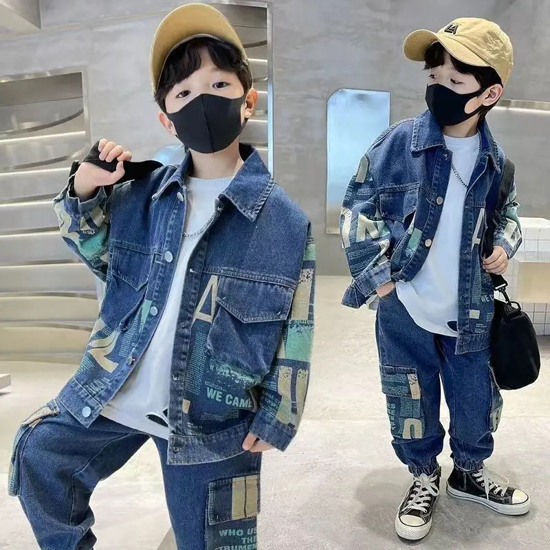 Boys' Sets Denim Jacket Jeans Two-piece Suits Spring Autumn