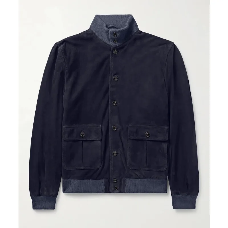 

Куртка мужская демисезонная с карманами, пальто в рубчик, со стоячим воротником, повседневная верхняя одежда