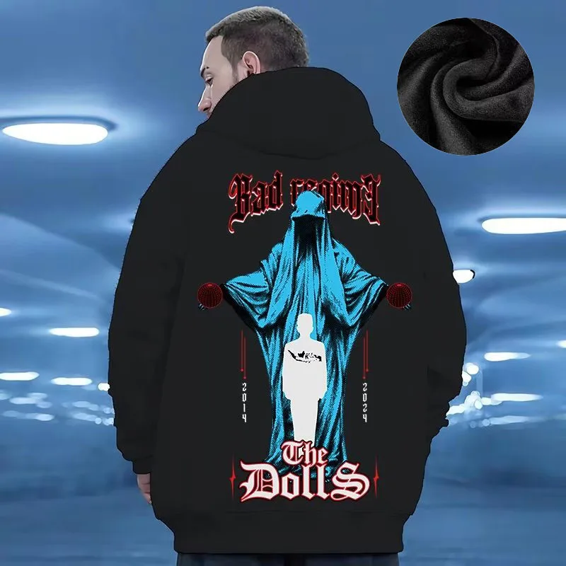 Hooded Sweater Men's Trendy Brand Large Size M-8XL Men's Autumn And Winter Style Plush And Thick Fat Hip-hop Pullover Jacket