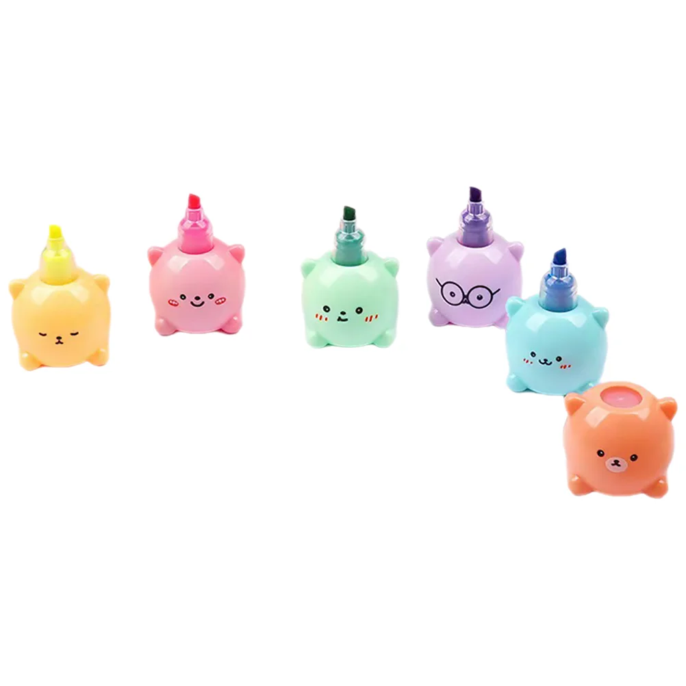 1 Set Student Book Markers Cute Bear Stackable Highlighters Mark Pens Diy Scrapbook Markers