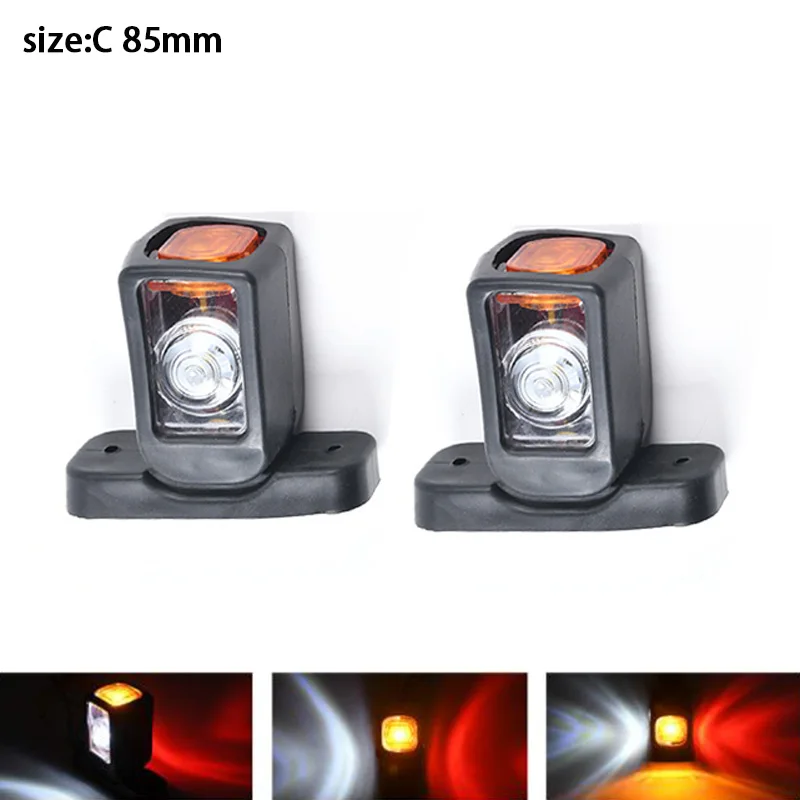 JVISUAL 3 פנים לבן אדום צהוב 12/24V נורת צד LED תאורה אחורית למשאית משאית משאית