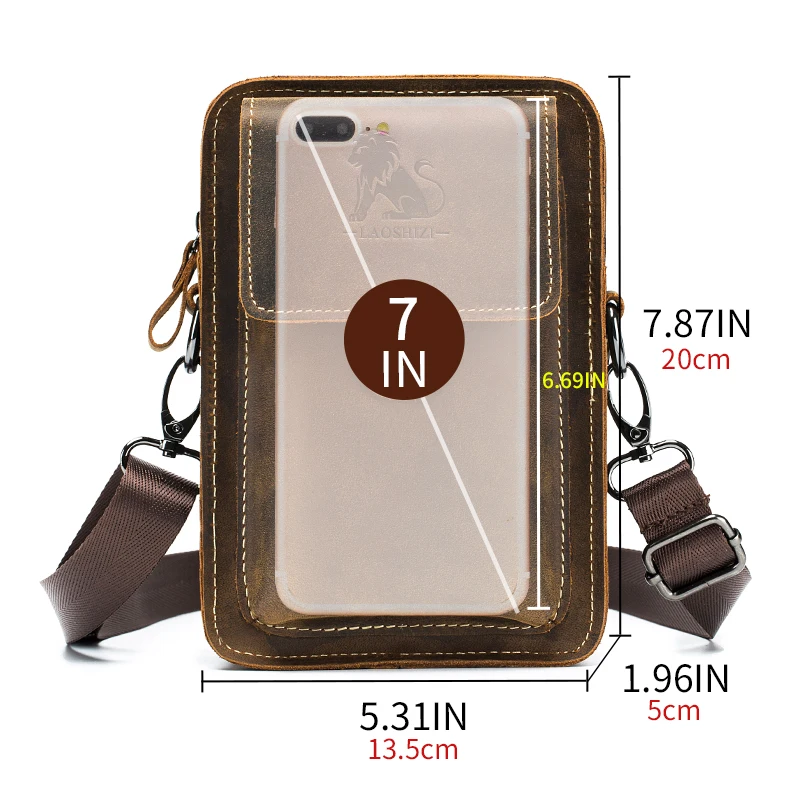 حقيبة خصر رجالية من الجلد، بتصميم كتف واحد، متعددة...