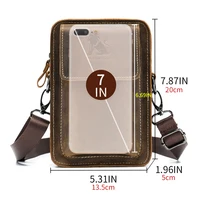 Crazy Horse Skin Men's Wearing Belt Phone Waist Bag Top Layer Cowhide Multi functional Single Shoulder Crossbody Phone Bag - Image 2