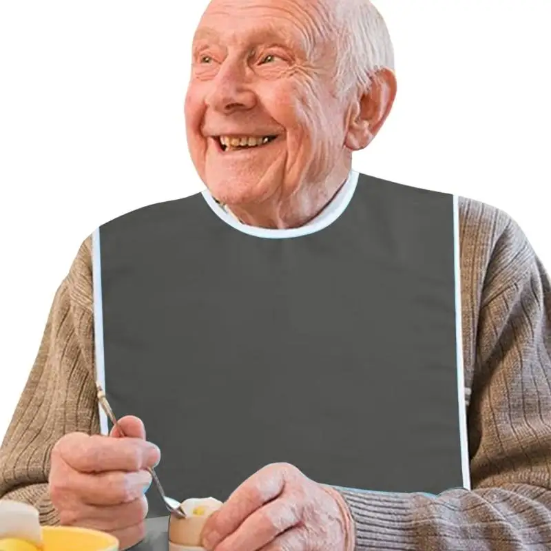 Adult Bibs Reusable Eating Bibs for Elderly Seniors and Disabled Adjustable Terry Clothing Protectors Washable