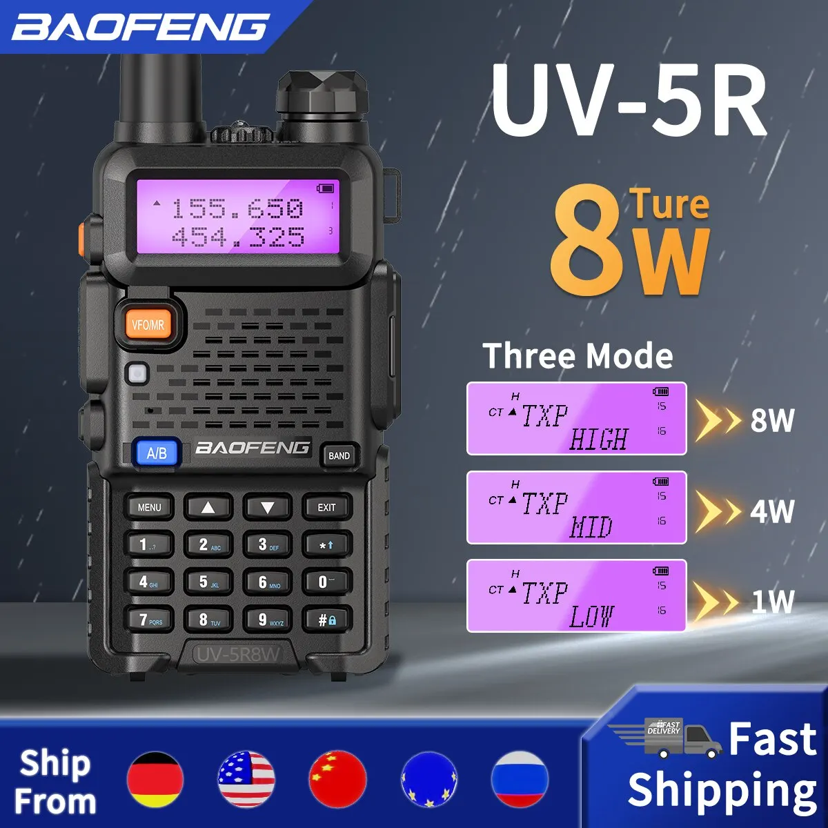  Baofeng Walkie Talkie UV 5R 5W 8W Dual Band Ham Two Way Radio Vhf Uhf FM Radio Handheld Transceiver Hunting 16KM 