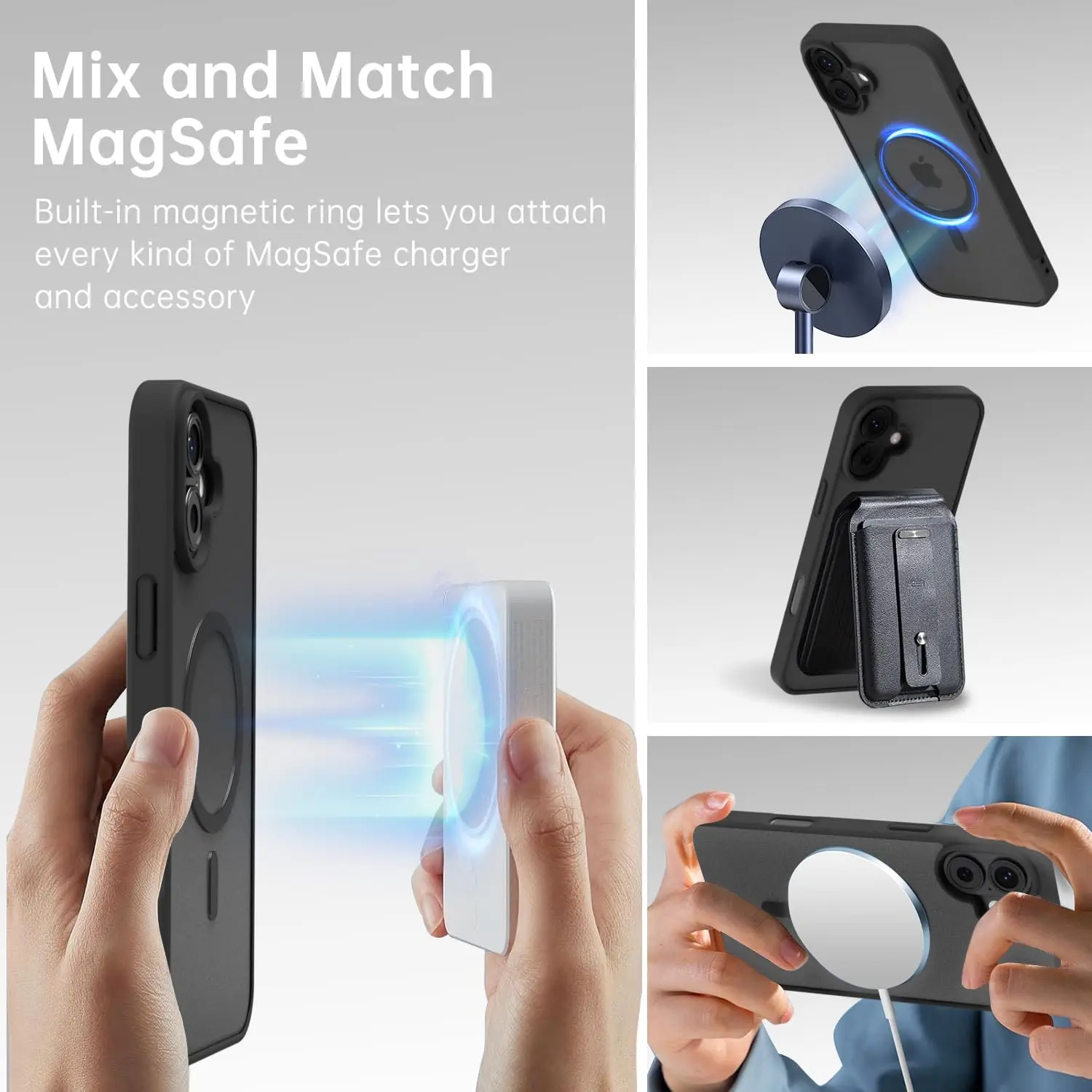 Sleek Black Magnetic Case with Non-Yellowing Magsafe Technology
