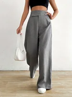 Plus size women's loose fit pants with zipper waist and pleated design featuring fashionable woven fabric - Image 3