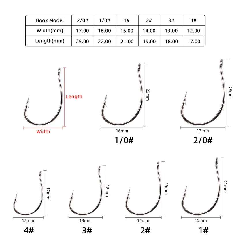 50pcs/box 8003 Single Fishing Hooks 4#-2/0# Fishhook High Qulity Barbed  Worm Hook Carp Fishing Gear Black Carbon Steel