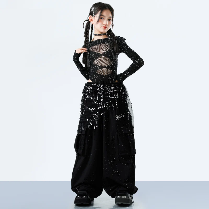 Trendy Girls Street Style Dance Performance Outfit: Youth Hip Hop Costume