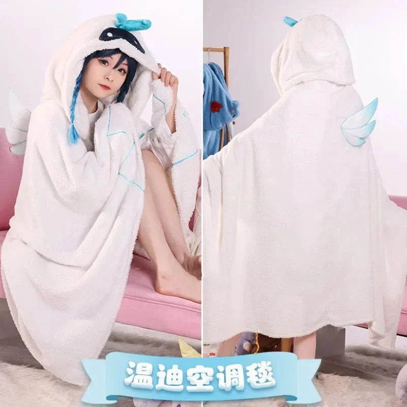 원신 임팩트 망토 담요, 종리 카에데하라 카즈하 코스프레 후드 케이프, 남녀공용 따뜻한 플란넬 에어 컨디션 홈웨어 잠옷