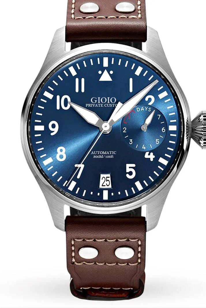 

men automatic mechanical watch Pilots brown leather
