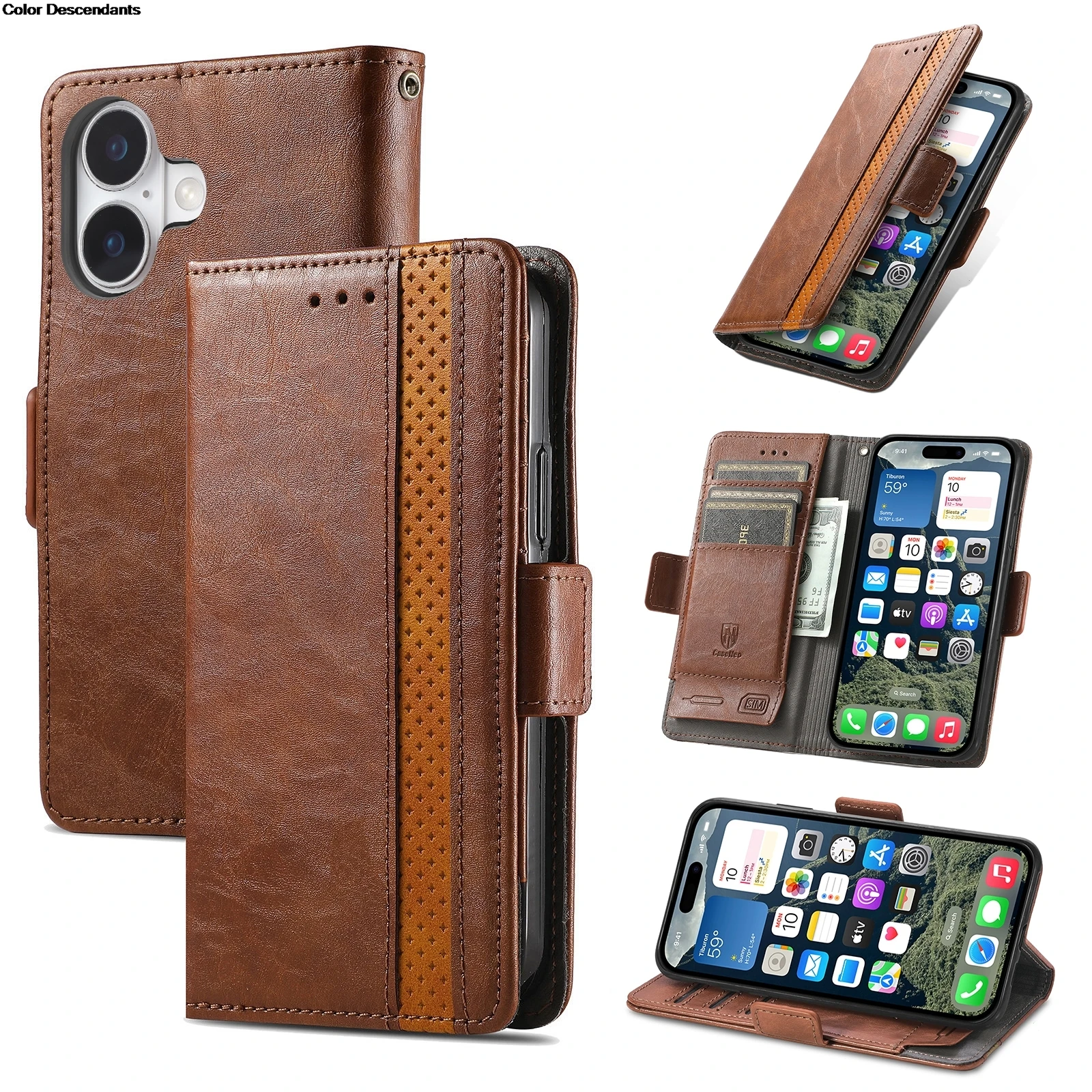 Leather RFID Blocking Phone Case with Wireless Charging and Card Slots