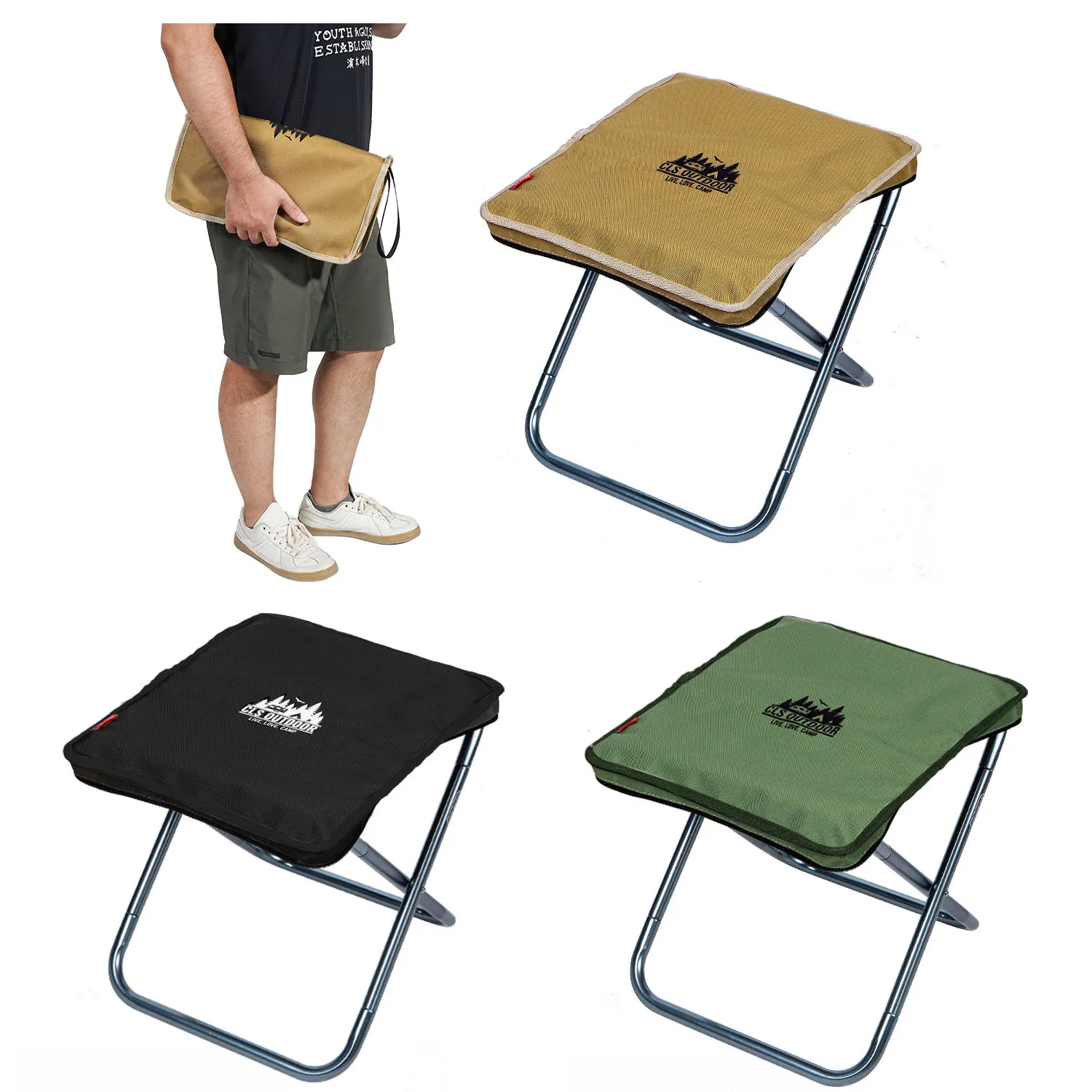 Outdoor Camping Chair Folding Stool Storage Chair Fishing Hiking Beach Travel Picnic Collapsible Foot Stool Seat Tool