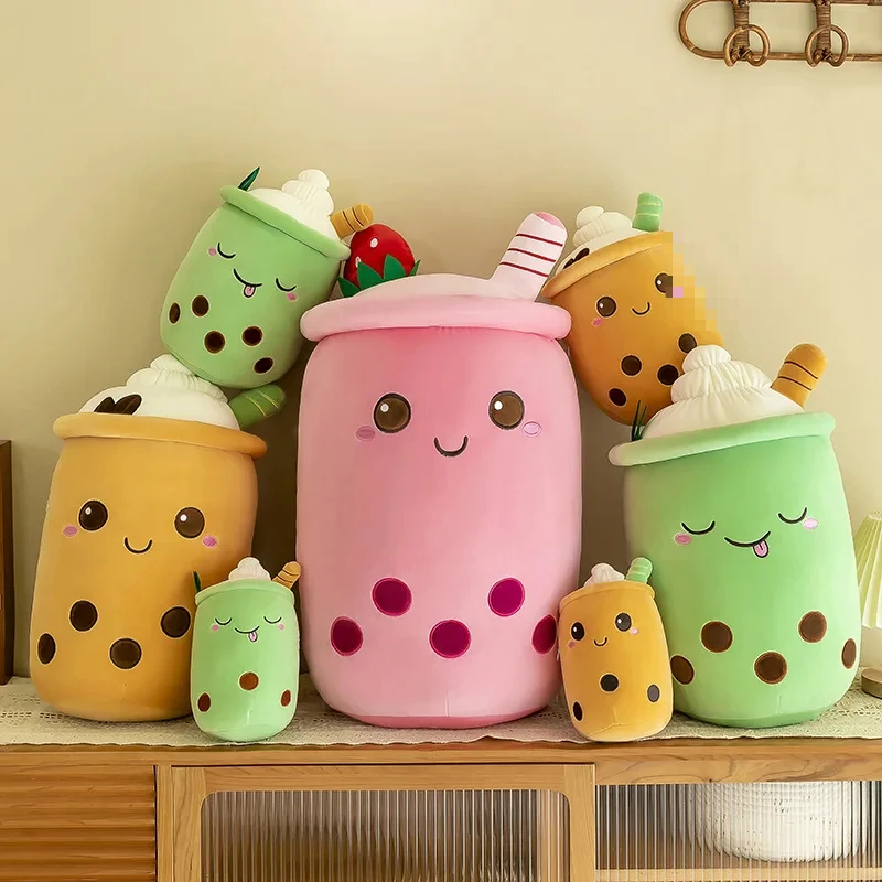 

50cm/35cm Soft Boba Milk Tea Plushie Toy Simulation Fruit Milk Tea Cup Pillow Cushion Plush Toy Small Milk Tea Doll Kids Gifts