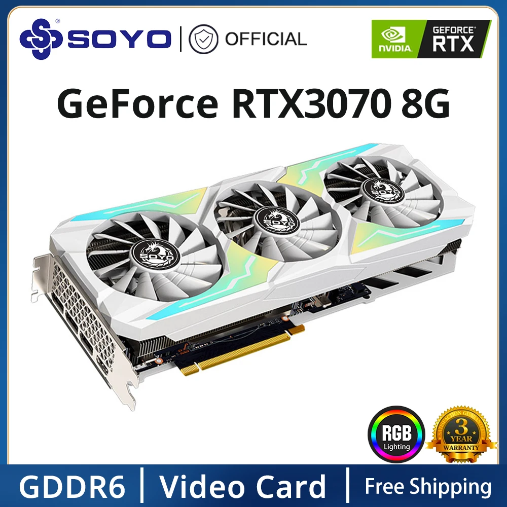 SOYO New Nvidia GeForce RTX3070 8G Graphics Card GDDR6 Memory