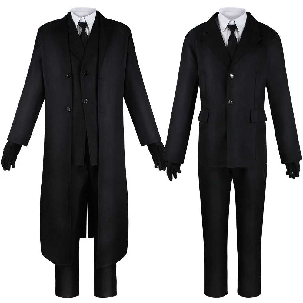 Bungo Stray Dogs Dazai Osamu Black Trench Coat and Suit Cosplay Costume