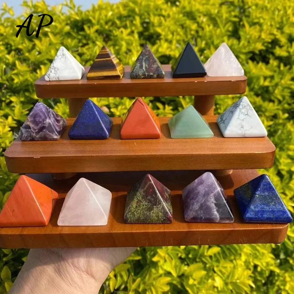 1pc Natural Crystal Pyramid Quartz Healing Stone Chakra Home Decor Red Gem Energy Generator Meditation Reiki Balancing Gift