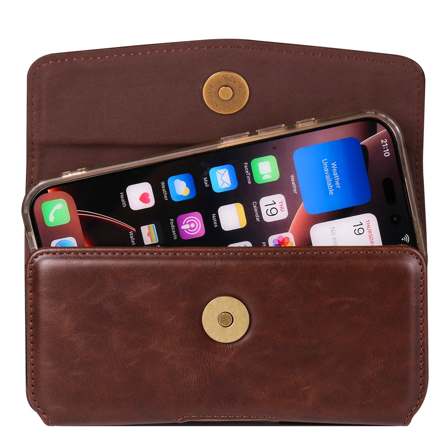 FULAIKATE Horizontale Universal-Handytasche aus Leder, Hüfttasche mit Kartensteckplatz für Samsung Galaxy S25 Ultra, iPhone 17 Pro Max, Herren – Detail 12