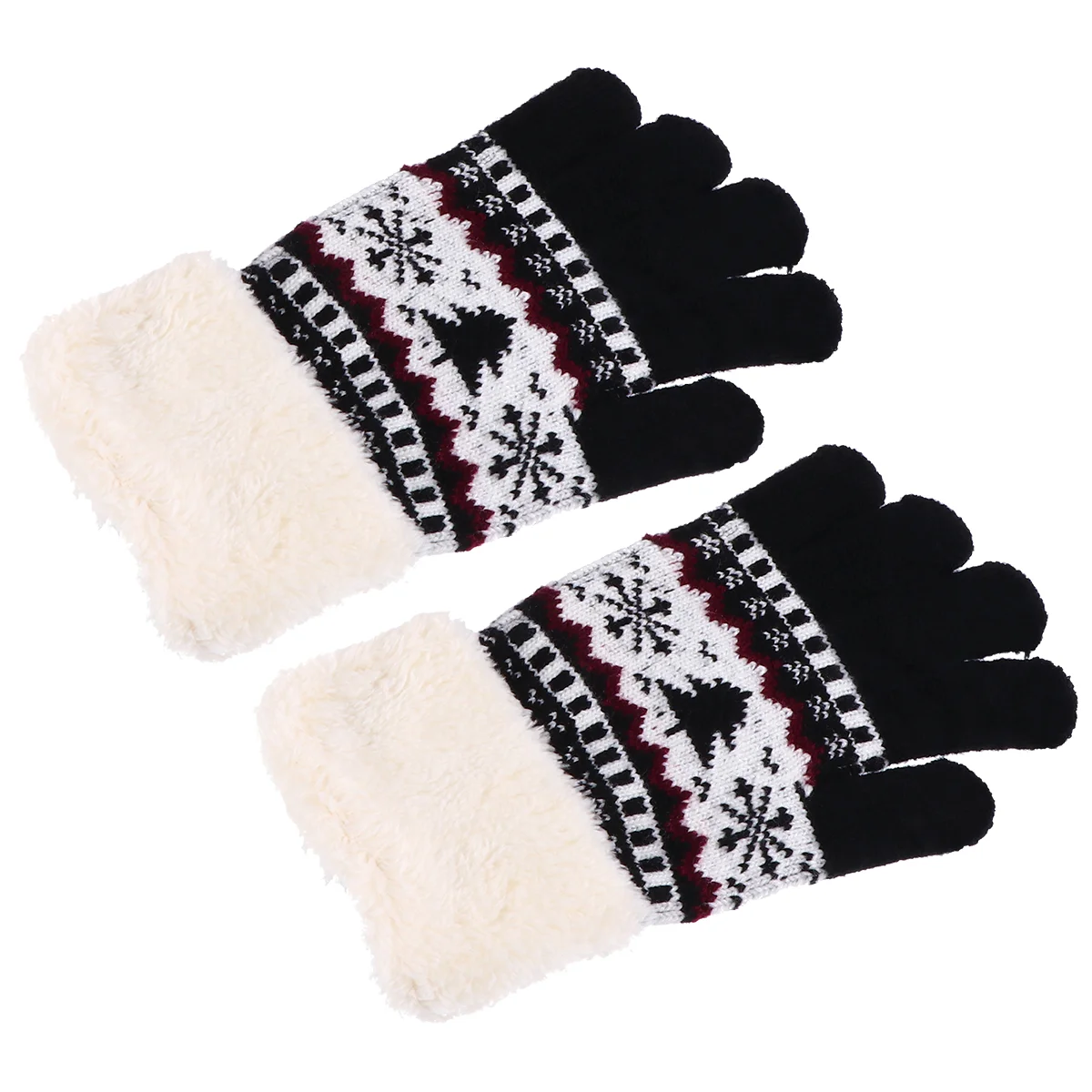 

Ski Mittens Gloves Winter Warm Christmas Tree Full Finger Women Knitted Hand Miss