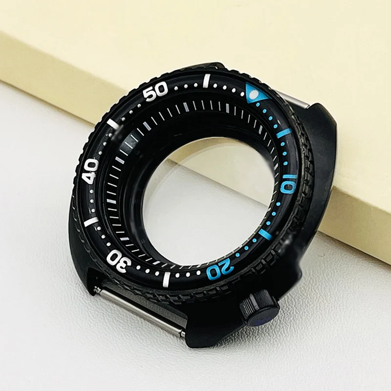 Matte Black Mod Seiko Nh35 Case Fit 6105 6309 Turtle Parts Nh35 Nh36 Movement Two-Tone Resin Bezel Ring 20Atm Diver Watch Case