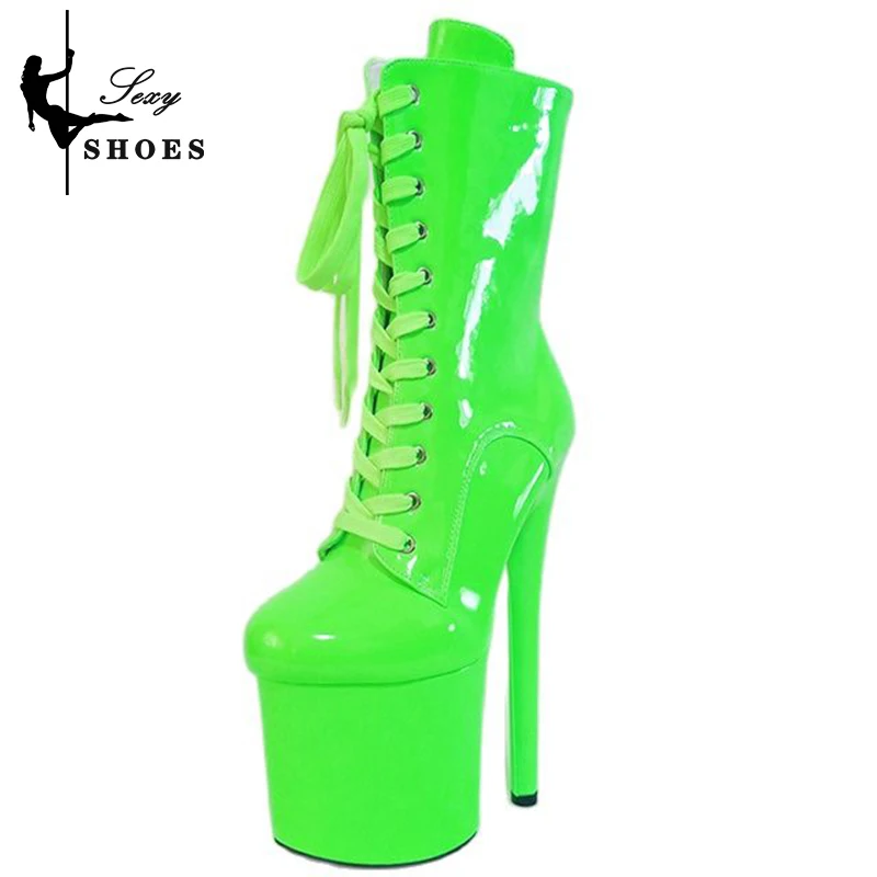 

20CM/8inches Platform High Heels Strappy Short Boots Sexy Fetish Stripper Shoes Women Pole Dance Models Catwalk Show Ankle Boots